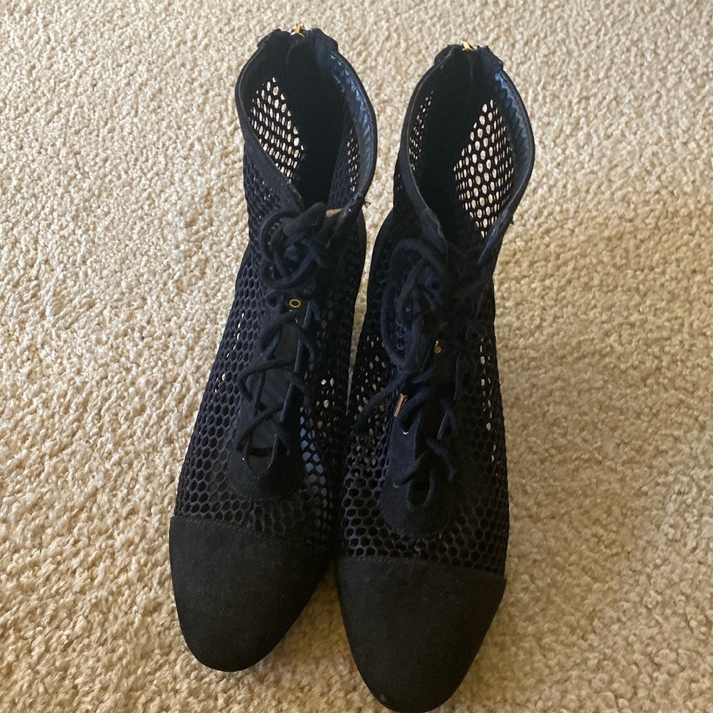 Sexy Black Fishnet Booties Size 8